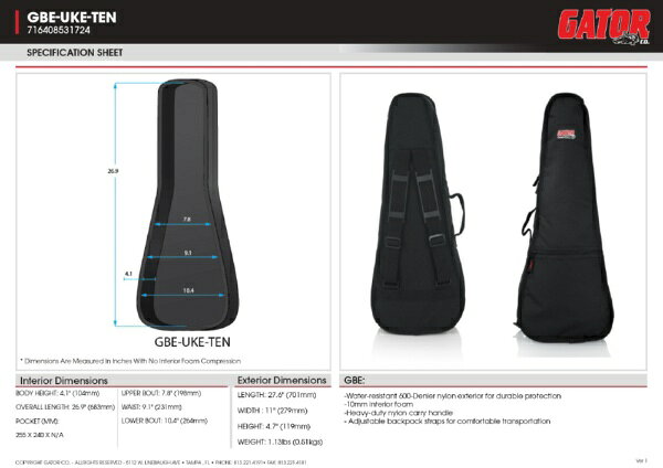 GATOR Cases｜ゲーターケース 楽器ケース GATOR CASE GBE-UKE-TEN
