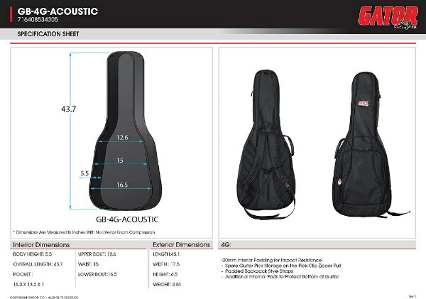 GATOR Cases｜ゲーターケース 楽器ケース GATOR CASE GB-4G-ACOUSTIC