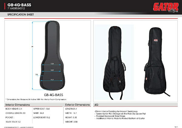 【エントリーで最大2万ポイント当たる｜4/23まで】 GATOR Cases｜ゲーターケース 楽器ケース GATOR CASE GB-4G-BASS