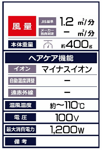 マイナスイオン ヘアードライヤー TD200B サムネイル2