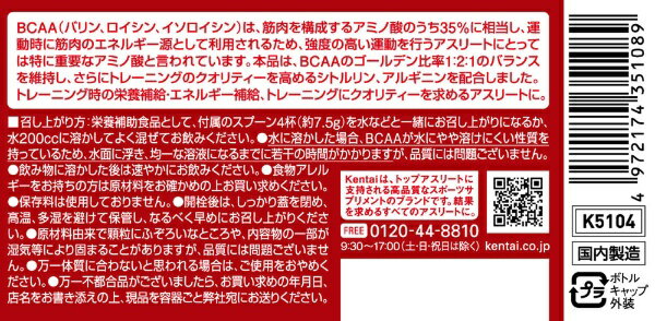 Kentai�÷����ϸ���� BCAA ���ȥ���ץ饹 ���졼����̣ 188g K5104