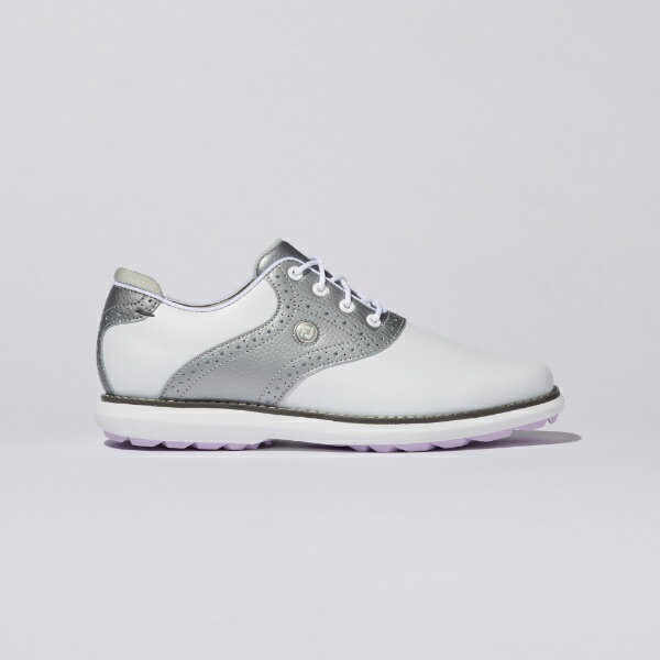 フットジョイ｜FootJoy 25.0cm レディース ゴルフシューズ WOMEN’S FJ トラディションズ スパイクレス W：3E相当(ホワイト×シルバー) 97897 W080【返品交換不可】