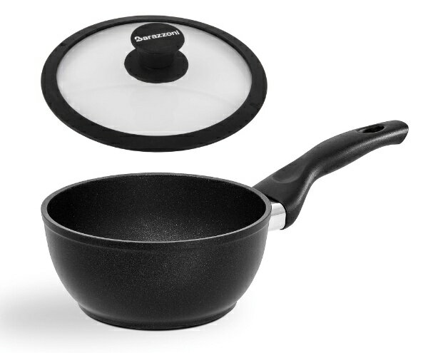 Other - Barazzoni｜バラゾーニ シリコンエッジ耐熱ガラス蓋付 ソースパン（16cm） Dolomitica Extra Black ブラック 85511001693-SL [IH対応]