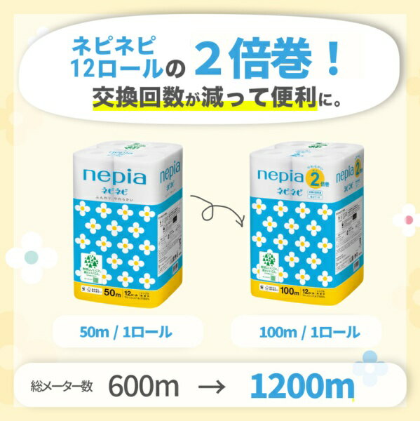 王子ネピア｜nepia ネピア（nepia）ネピネピ トイレットロール 2倍巻 12ロール シ...