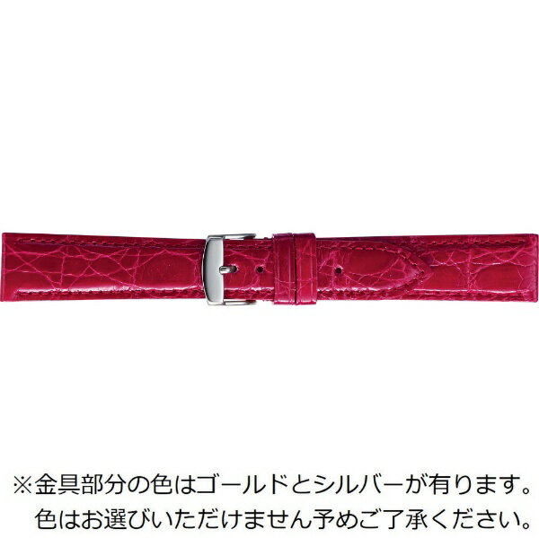 バンビ|BAMBI 時計バンド ワニ革(カイマン) かん幅20mm 美錠幅16mm【金具色指定不可】 SWA007RS レッド (シャイニング)
