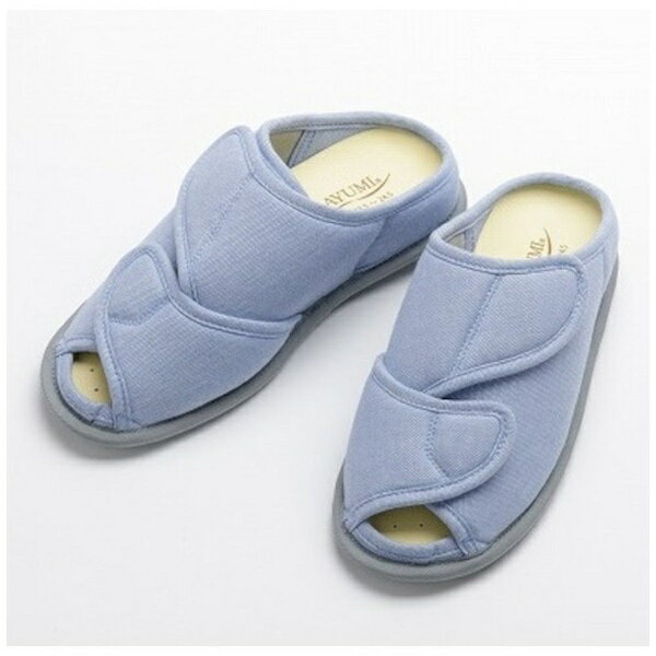 ■甲が全開するため履きやすいです。■つま先、甲部の2ケ所のベルトで調節可能です。■着脱可能なインソール付きです。【用途】・自宅、事務所履きに。・スリッパ代わりに。・足が疲れやすい方に。【仕様】・色： ブルー・サイズ（cm）： 25.0~26.0【材質／仕上】・綿100％・底材： EVA樹脂【注意】・洗濯機不可。・手洗い可。