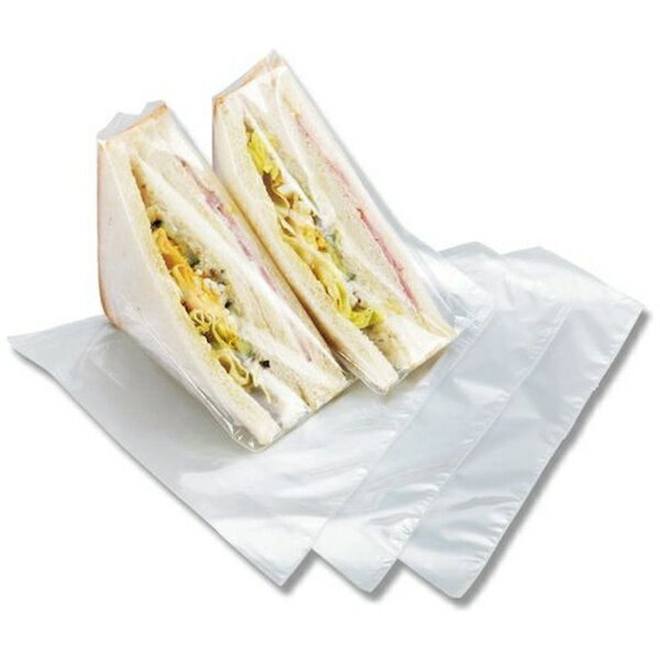 ■三角型サンドイッチ専用の無地ポリ袋です。■サンドイッチの厚みを見越して台形のシルエットになっています。【仕様】・厚さ（mm）： 0.025・幅（mm）： 60・全体（mm）： 幅190×高200【材質／仕上】・IPP