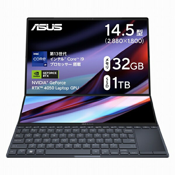 ASUS｜エイスース ノートパソコン Zenbook Pro 14 Duo OLED (UX8402) テックブラック UX8402VU-P1024W 14.5型 /Windows11 Home /intel Core i9 /メモリ：32GB /SSD：1TB /WPS Office /2023年5月モデル