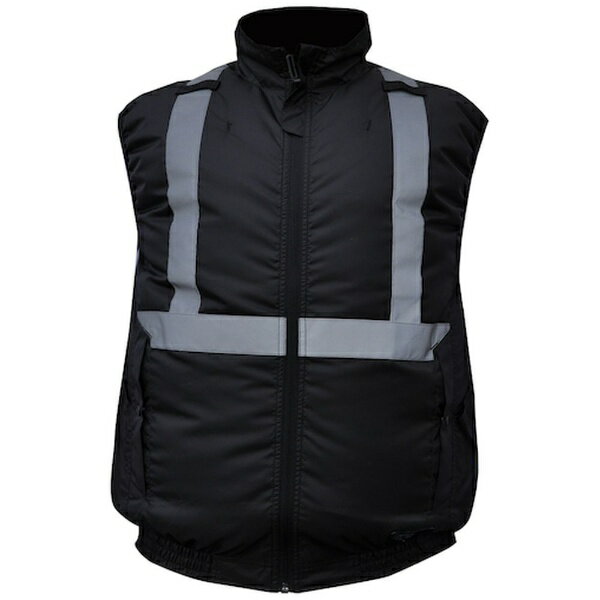 ■空調ウェアーに反射材をプラスし、視認性と快適性を実現しました。■背中に風気路があります。■意匠登録済み■左右の多様性フックにシーバー、ボールペン、懐中電灯など様々な物を差し込めます。【用途】・夜間の道路や薄暗い倉庫作業、犬の散歩、ウォーキング、ガーデニングなどに。【仕様】・色： ブラック・サイズ： S・着丈（cm）： 59・身幅（cm）： 53・適合胸囲（cm）： 78〜86・セット内容： -・保冷剤ポケット付き・裾ずり上がり防止ループ付き・バッテリーコードホール付き・コードストッパー付き（マジックテープ留め）・背中風気路付き・ロゴ入りタグ付き・バッテリーマルチポケット付き【材質／仕上】・本体： ポリエステル100％・反射材： ガラスビーズ反射【注意】・サンエス製のバッテリー及びファン以外を付けて使用することは、安全性上の問題により絶対におやめください。・ファン・バッテリー・ケーブルは別売りです。