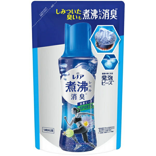 P G｜ピーアンドジー Lenor レノア煮沸レベル消臭抗菌ビーズ つめかえ用 365mL スポーツ クールリフレッシュ＆シトラスの香り