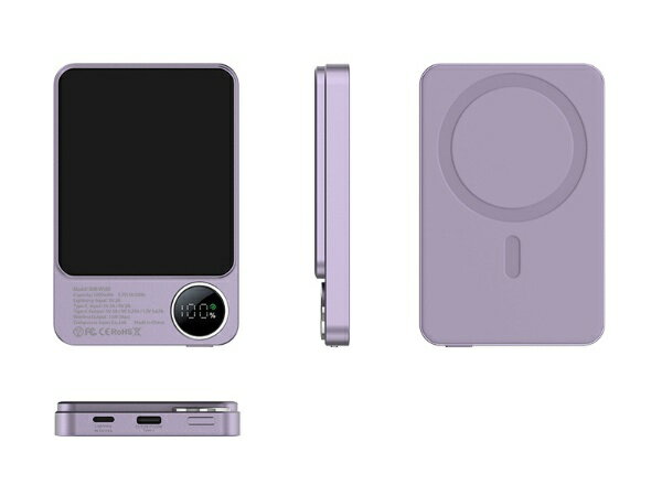 COMPUCASE JAPAN｜コンピューケースジャパン MagSafe対応 モバイルバッテリー 付属ケーブル:A to Type-C agreen パープル JMB-WS05-PP [USB Power Delivery対応 /1ポート]