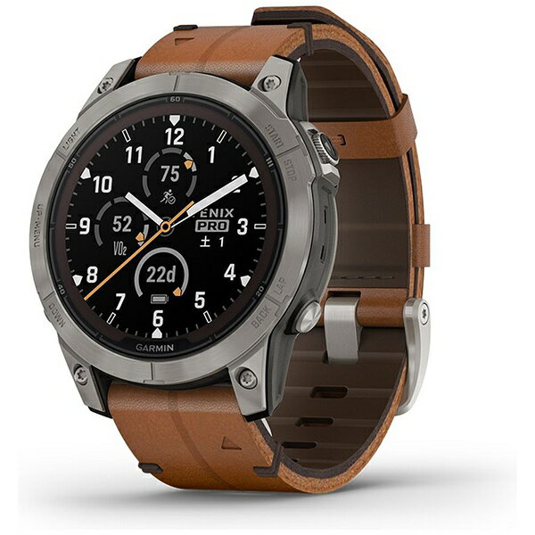 GARMINåߥ Suicaбfenix 7 Proʥե˥å 7 ץSapphire Dual Power Ti Carbon Gray / Chestnut Leather Band fenix 010-02777-82