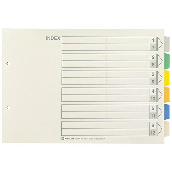 キングジム｜KING JIM キングジム A4Eカラ-インデックス 6山タイプ 9086Y