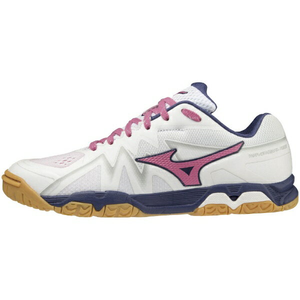ミズノ｜mizuno 24.5cm 男女兼用 卓球シューズ ウエーブメダルRISE 幅：2E相当(ホワイト×ピンク×ネイビー) 81GA2110 64のサムネイル