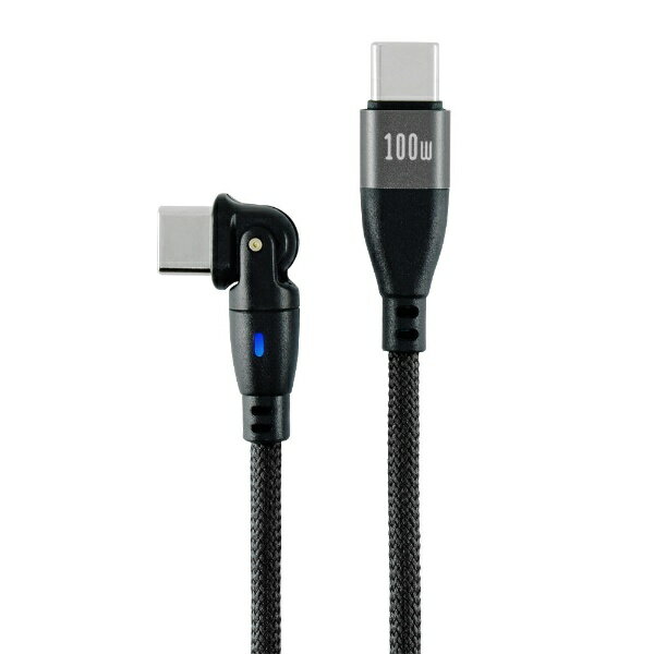 日本トラストテクノロジー｜JTT USBケーブル メッシュ 1.0m USB-C to USB-C コネクタ180度回転 PD100W充電 ブラック 180RPD-10M-BK [USB Power Delivery対応]