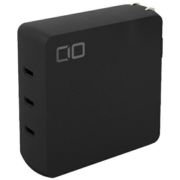 CIO｜シーアイオー NovaPort TRIO 140W 小型急速充電器 USB-C×3ポート ブラック CIO-G140W3C-BK 3ポート /USB Power Delivery対応 /GaN(窒化ガリウム) 採用