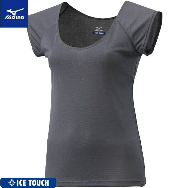 ミズノ｜mizuno レディース【接触冷感】アイスタッチクイックドライアンダーフレンチスリーブシャツ(Lサイズ/キャスチャコール) C2JAA303 07
