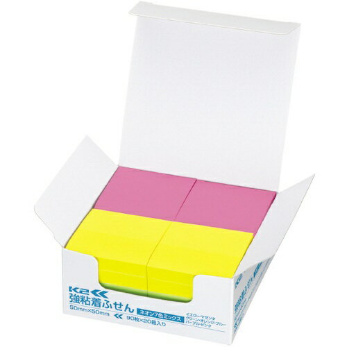 KOKUYO|コクヨ コクヨ 強粘着ふせんK2 50×50混色N20冊 ミニ正方形サイズ(ネオン7色ミックス) K2メ−KN5050X20 64658506