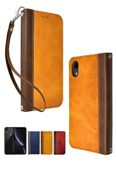 shizukawill｜シズカウィル iPhone XR 手帳型 本革調ケース イエローブラウン×ブラウン APIPXRBIBDB