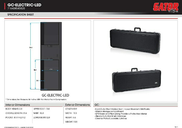GATOR Cases｜ゲーターケース 楽器ケース GC-ELECTRIC-LED
