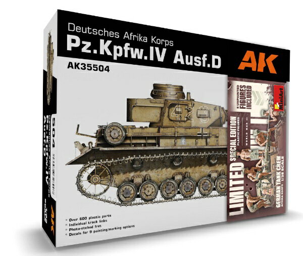 プラッツ｜PLATZ 1/35 WW.II ドイツ軍 IV号戦車 D型 DAK 戦車兵フィギュア5体付属 AKインタラクティブ