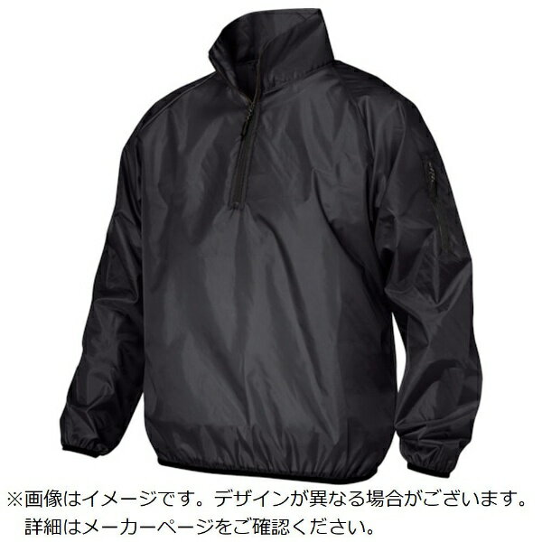 ■「フードなし」のハーフジップヤッケ（ハイネック）です。■左手部分に小物収納に便利なファスナー付ポケットを配置しています。■肩や腕が動かしやすい、ラグラン袖を採用しています。■手首と腰部分にタイピングゴム採用で、小さなゴミや風の侵入をブロックします。■防風・撥水加工で冷たい風や寒さから体をガードします。【用途】・一般作業、土木作業、軽作業、農作業、通勤通学に。【仕様】・色： ブラック・サイズ： 4L・胸囲（cm）： 108〜116・身長（cm）： 180〜190・ウエスト（cm）： 104〜112【材質／仕上】・ポリエステル100％