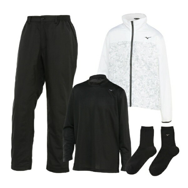 mizuno｜ミズノ メンズ メンズウェアセット 2024年 ブレスサーモ体感4点セット 発熱素材(Lサイズ/ホワイト×グレー) E2JHA550 77【返品交換不可】