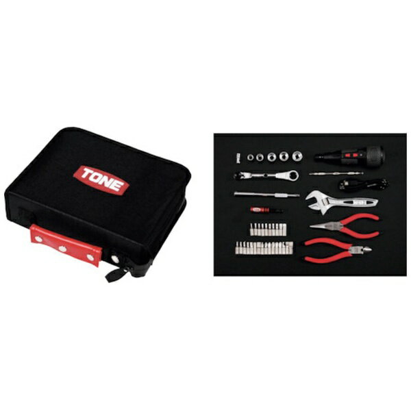 TONE｜トネ TONE　整備用工具セット　ツールセット　ブラック　間口250×奥行200×高さ70mm　40点セット