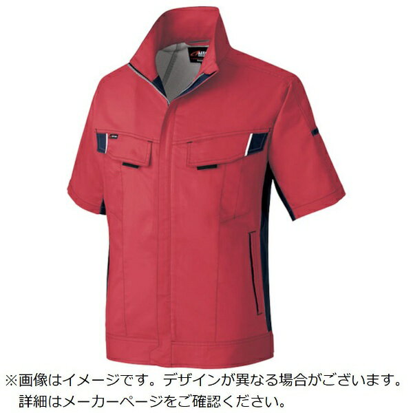 アイトス｜AITOZ アイトス　ニュームービンカット　春夏半袖ブルゾン　レッド×チャコールグレー　M