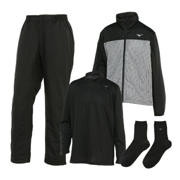 mizuno｜ミズノ メンズ メンズ メンズウェアセット 2024年 ブレスサーモ体感4点セット 発熱素材(Lサイズ/ホワイト×ブラック) E2JHA550 70【返品交換不可】