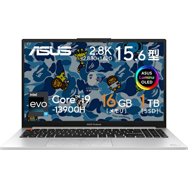 ASUS｜エイスース ノートパソコン Vivobook S 15 OLED BAPE Edition クールシルバー K5504VA-MA254W 15.6型 /Windows11 Home /intel Core i9 /メモリ：16GB /SSD：1TB /WPS Office /2023年08月モデル