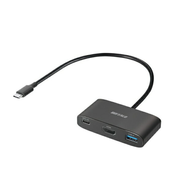 BUFFALO｜バッファロー 映像変換アダプタ [USB-C オス→メス HDMI /USB-A＋USB-Cメス給電 /USB Power Delivery対応 /90W] 4K対応(Chrome..