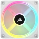 RGB LED搭載の120 mmファンiCUE LINK QX120 RGB WHITE はRGB LEDを裏表両側に34個搭載し、インテリジェントコントロールシステムiCUEに対応した120 mmファンです。増設用ファン単品モデル。※本製品はiCUE LINKシステムハブ専用のため、従来のiCUE対応コントローラー（Commander Pro、Lighting Node Proなど）とは互換性がありません。※増設用のExpansion Kit単体では使用することができません。■低回転域から駆動する回転数制御ファン内部の温度センサーを使用した回転数コントロールが可能なため低負荷時は最低約480 RPMの低回転から動作し、高負荷時は最大約2400 RPMまでの広いレンジで回転数制御が可能です。パフォーマンスを犠牲にすることなく最適なエアフローをシステムやケース内に供給可能です。■独自のTIME WARPライティングモード完全新規開発のコントロールシステム、iCUE LINKの高速かつ精密なライティング制御により、ファンがまるで停止したり、逆回転しているかのような錯覚を引き起こすことが可能です。ファン自体の回転数が変化してもライティング効果を維持することができます。■新たに導入されたコントロールシステム iCUE LINKiCUE LINKはCORSAIRが新たに開発した革命的なスマートコンポーネントエコシステムです。1つのiCUE LINKシステムハブで最大14個のiCUE LINKデバイスを同期・管理し、デバイスごとに1つのコネクタだけをデイジーチェーン接続することでケーブルの複雑さ、煩雑さを大幅に軽減します。※iCUE LINK対応デバイスは従来のiCUE対応コントローラー（Commander Pro、Lighting Node Proなど）とは互換性がありません。iCUE LINKシステムハブと従来のiCUE対応コントローラーを1つのシステムに同時接続してiCUEソフトウェアで制御することは可能です。