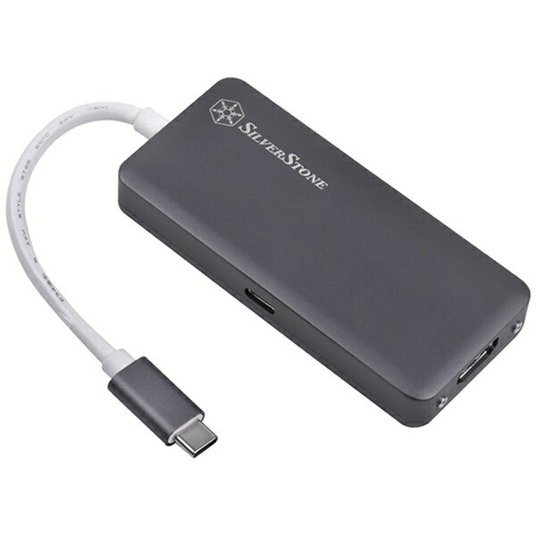 SilverStone｜シルバーストーン 映像変換アダプタ [USB-C オス→メス HDMI /USB-Ax3＋USB-Cメス(給電用 PD100W対応)] 4K対応 チャコールグレー SST-EP14C [4K]