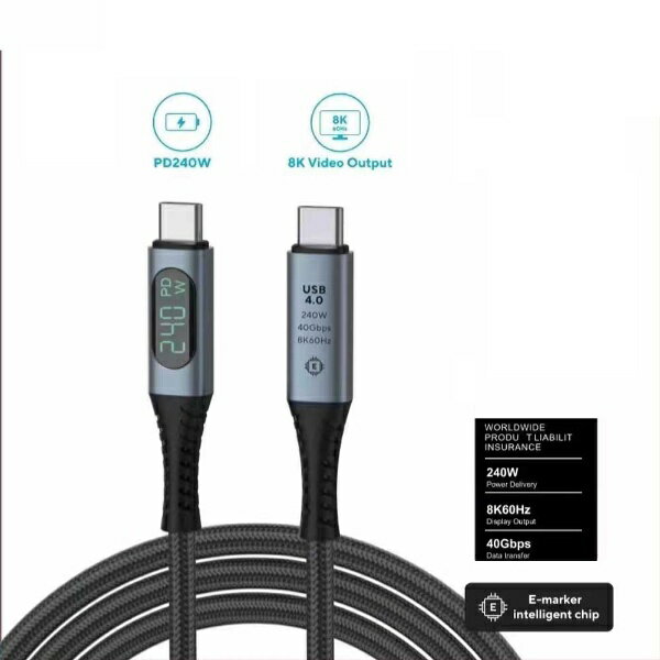 Royal Monster｜ロイヤルモンスター 高速転送USB4.0対応ケーブル1m ブラック RM-8359CABLE [USB Power Delivery対応]