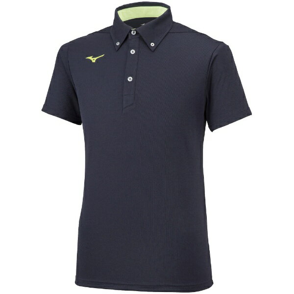 ミズノ｜mizuno 男女兼用 ボタンダウンポロシャツ(Lサイズ/ディープネイビー×ライムグリーン) 32MA2180 14【返品交換不可】