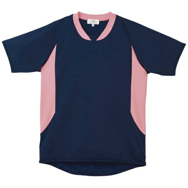 トンボ｜TOMBOW キラク 入浴介助用シャツ（男女兼用） CR108（3L） ネイビ×ピーチ