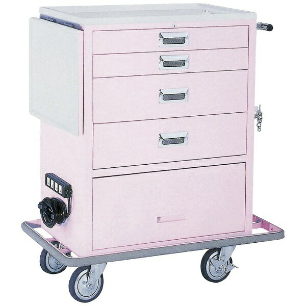 ●引出を従来の3段から1段増やして収納力を向上した大型救急カートです。●ロック機構：引出4段。