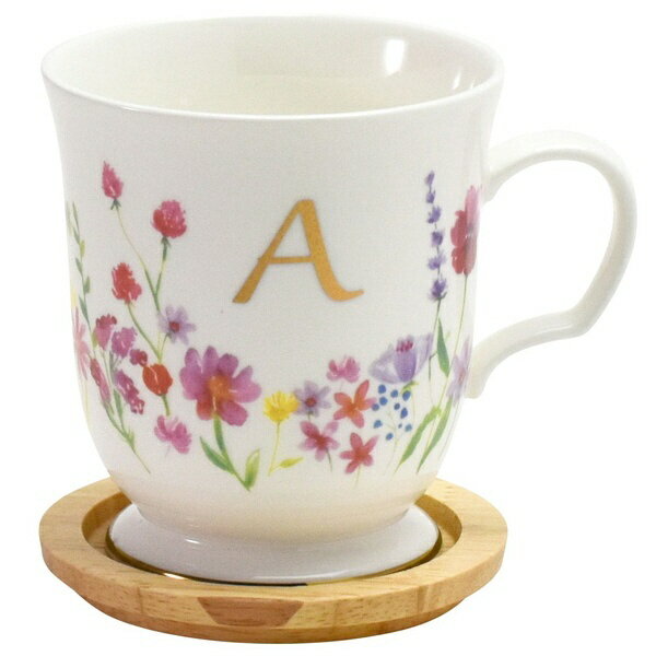 aito製作所｜アイトー パルテール イニシャル マグカップ 約350ml 木製コースター付 「A」