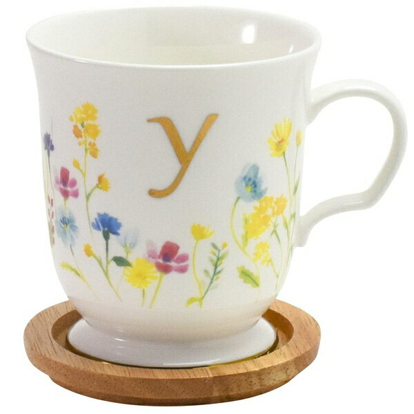 aito製作所｜アイトー パルテール イニシャル マグカップ 約350ml 木製コースター付 「Y」