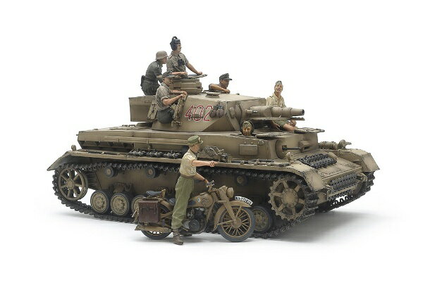 タミヤ|TAMIYA 1/35 ドイツIV号戦車F型・伝令バイクセット”北アフリカ戦線”