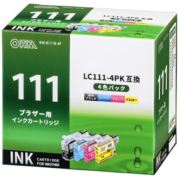 オーム電機｜OHM ELECTRIC 互換プリンターインク [ブラザー LC111-4PK] 4色パック INK-B111B-4P