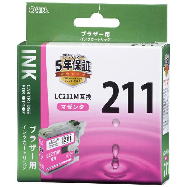 オーム電機｜OHM ELECTRIC 互換プリンターインク [ブラザー LC211M] マゼンタ INK-B211B-M