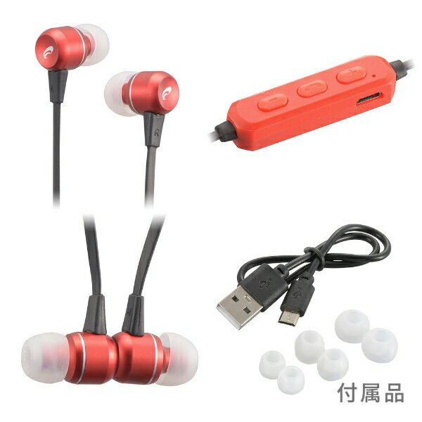 オーム電機｜OHM ELECTRIC ブルートゥースイヤホン カナル型 AudioComm レッド HP-...