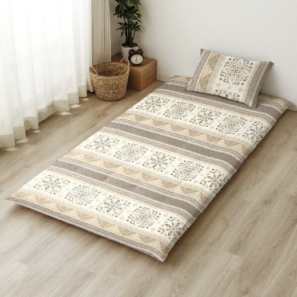 小栗｜OGURI メリーナイト 大きく開いて ふとんが入れやすい 敷布団カバー エスニック/ギンガムチェッ..