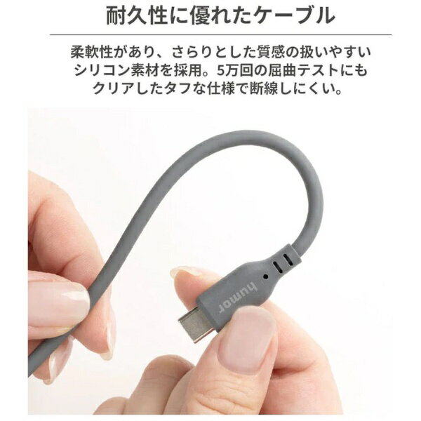 HAMEE｜ハミィ humor USB 2.0 CABLE TYPE-C to TYPE-C 2.0m ホワイト 669-961490