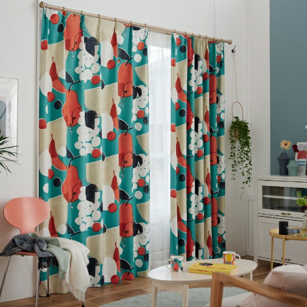 スミノエ｜SUMINOE 遮光カーテン フルーツフルーツ ブルー V1364 [幅100×丈135cm /遮光2級]