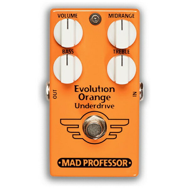 クリーントーンをオーバードライブするのではなく、オーバードライブトーンからクリーントーンを得ることができる、Mad Professor ではアンダードライブと呼ばれる手法を採用したペダルです。EOUは、ヴィンテージスタイルのシングルチャンネルアンプをプッシュした素晴らしいオーバードライブサウンドとベストマッチします。一般的にギターのヴォリュームコントロールの設定を下げてクリーンサウンドにするとトーンが少々暗くなり、オーバードライブ時の良質なトーンを保てなくなってしまう場合があります。EOUを使用すれば、アンプで作った歪みに影響をあたえることなく4つのコントロールによってクリーントーンを自在に調整することが可能です。ドライブ成分のメインとなる MIDRANGE の設定を下げれば、VOLUME コントロールでアンプへの入力を減衰させて BASS と TREBLE コントロールでクリーントーンを調整します。逆に MIDRANGE と VOLUME の設定を上げれば、ミッドブーストとして使用することもできます。常時 ON のプリアンプやイコライザ、ブースターとしても活躍する、プレイヤーの発想次第で新しい使用方法を開拓することのできる次世代のペダルです。