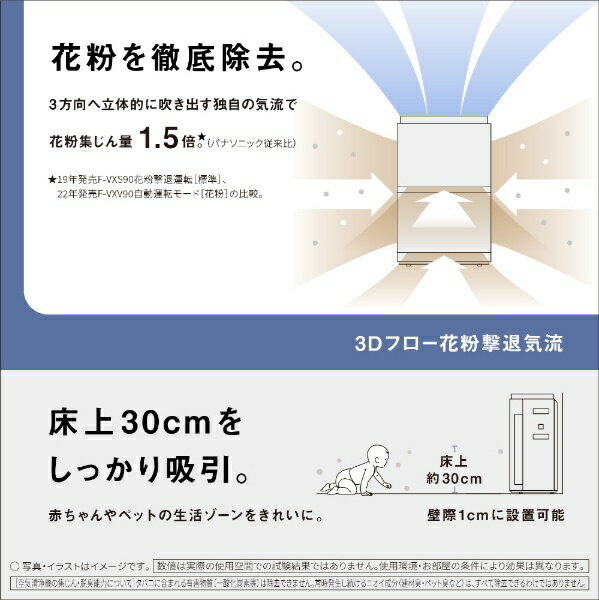 Panasonic｜パナソニック 「ナノイーX9.6兆」加湿空気清浄機 ブラック F-VXW70-K [適用畳数：31畳 /最大適用畳数(加湿)：19畳 /PM2.5対応] 3
