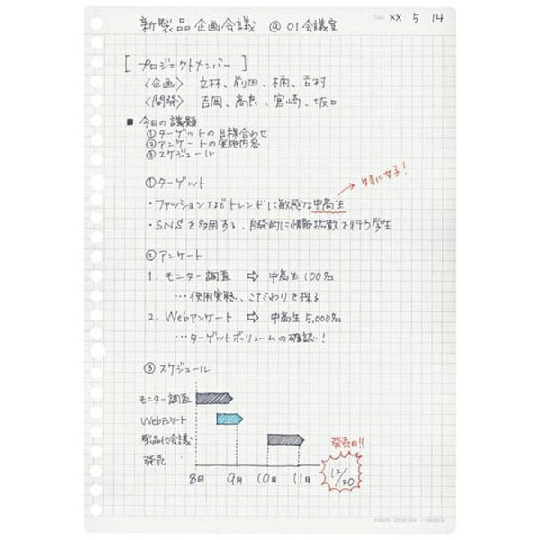KOKUYO｜コクヨ コクヨ　キャンパス　ルーズリーフBiz　A4　方眼罫　100枚　ノ−G816S−5 64321684
